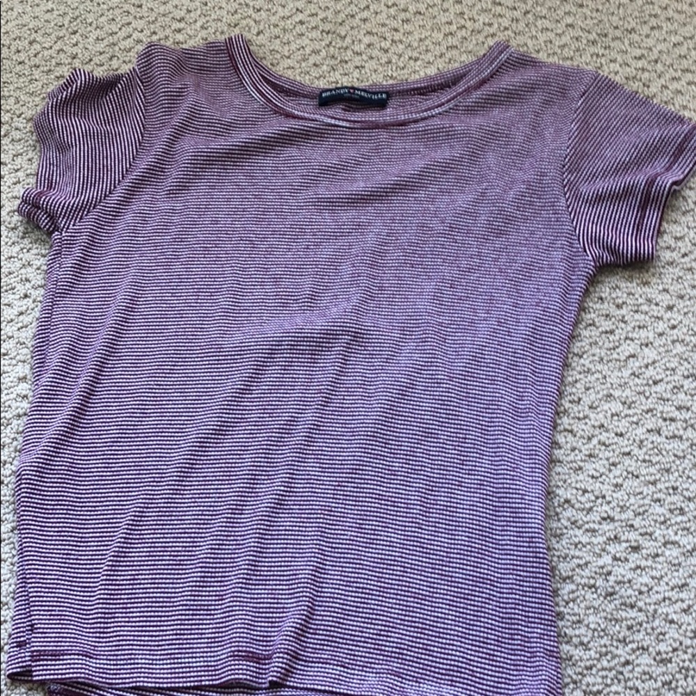 brandy red and white striped tee